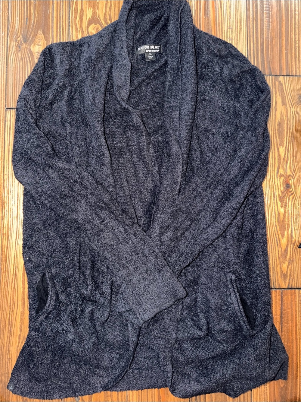 Barefoot Dreams Dark Charcoal Open-Front Shawl Collar Cardigan